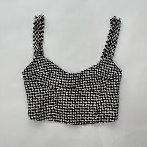 Zara Crop Black and White Houndstooth Women's Top